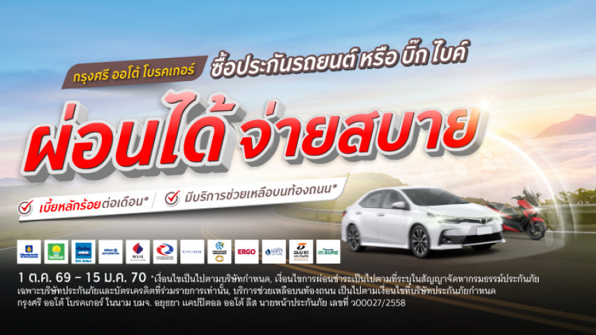 ซื้อประกันรถยนต์หรือ บิ๊กไบค์ ผ่อนได้ จ่ายสบาย